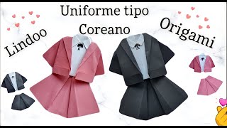 ORIGAMI, COMO HACER UN UNIFORME TIPO COREANO, SUPER LINDO!