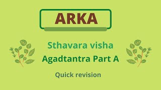 Arka || Sthavar visha ||  Agadtantra part A || Quick revision || BAMS 3rd year