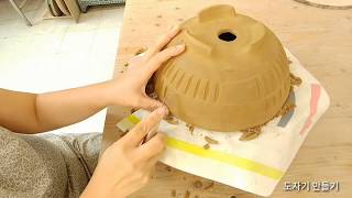 도자기 다육이 화분에 문양내기(Making succulent plant pots)