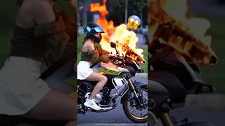 Stunt girl nearly burned herself on her bike 🔥😱 #etmore #shorts