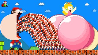 Super Mario Bros. but Mario and 999 tiny Mario turns Peach IDEAL BUTT | Game Ani
