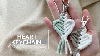 DIY Macrame Keychain, Two-Color Heart Key Chain Tutorial • Makramee Herz Schlüsselanhänger