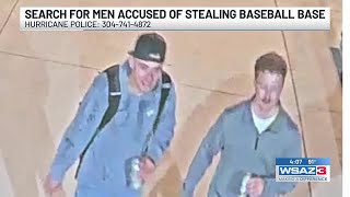 Search for men accused of stealing baseball base