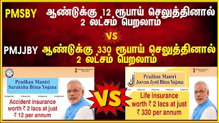 PMSBY vs  PMJJBY /  ஆண்டு பிரீமியம் ரூ.12/- மற்றும்  330 /- செலுத்தினால் 2 லட்சம்  பெறலாம்.