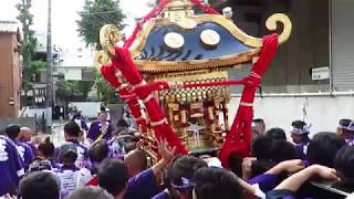 平成29年天王祭 素盞雄神社 【宮元町会神輿渡御】ド迫力！ 子供神輿も負けず！神輿をねってる！