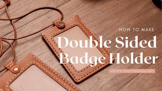 DIY-KIT│Leather Material Pack Tutorial│Flip Double-Sided Badge Holder (with CC Subtitles)