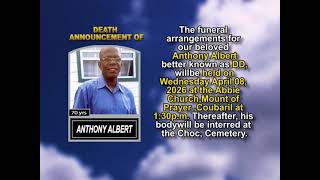 Anthony Albert ~ Short Obituary