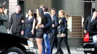 Blake Lively Bares Cleavage While Filming Gossip Girl