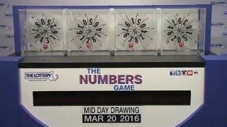 Midday Numbers Game Drawing: Sunday, March 20, 2016