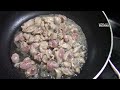 fried baigan eggplant with chicken and potatoes step by step recipe video.