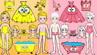 Paper Dolls Dress Up - Spongebob Vs Patrick Handmade Dresses Quiet Book - Barbie Story & Crafts