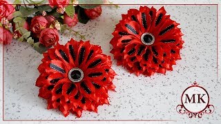 Пышные цветы из лент. МК. Резинки для волос. Канзаши. / DIY. Kanzashi. Ribbon flowers.