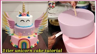 1st birthday cake | 5 kg 3 tier cake | three tier unicorn cake | unicorn cake design |cake