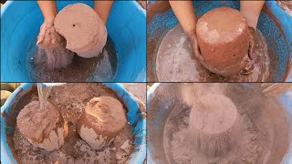 ASMR: very soft dusty creamy pure red dirt huge buckets crumble dry+water+dipping/oddlysatisfying🤤💯