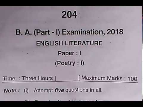 B.A. (1st Year) 2018 English Literature (Paper 1) - YouTube