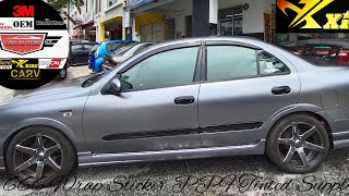 Nissan sentra renew car full wrapping pearl metal dark grey premium Xise brand bubble free sticker