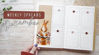 December 2021 Bullet Journal WEEKLY SPREADS | Winter Animals Bujo Theme With Gouache