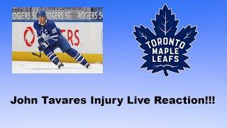 John Tavares injury live reaction "Pulled off a stretcher!"