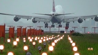 華航貨機降落觸地再起飛訓練The CAL B747-400 Cargo Touch \u0026 Go， Landing RCTP.