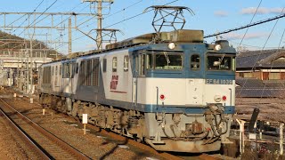 2021年1月9日【貨物色どうしの重連】8865レ ef64-1039+ef64-1101(ムド)　京都貨物・島本・岸辺にて