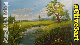 Acrylic painting Peaceful country Scenery | Relaxing Acrylic Painting for beginners