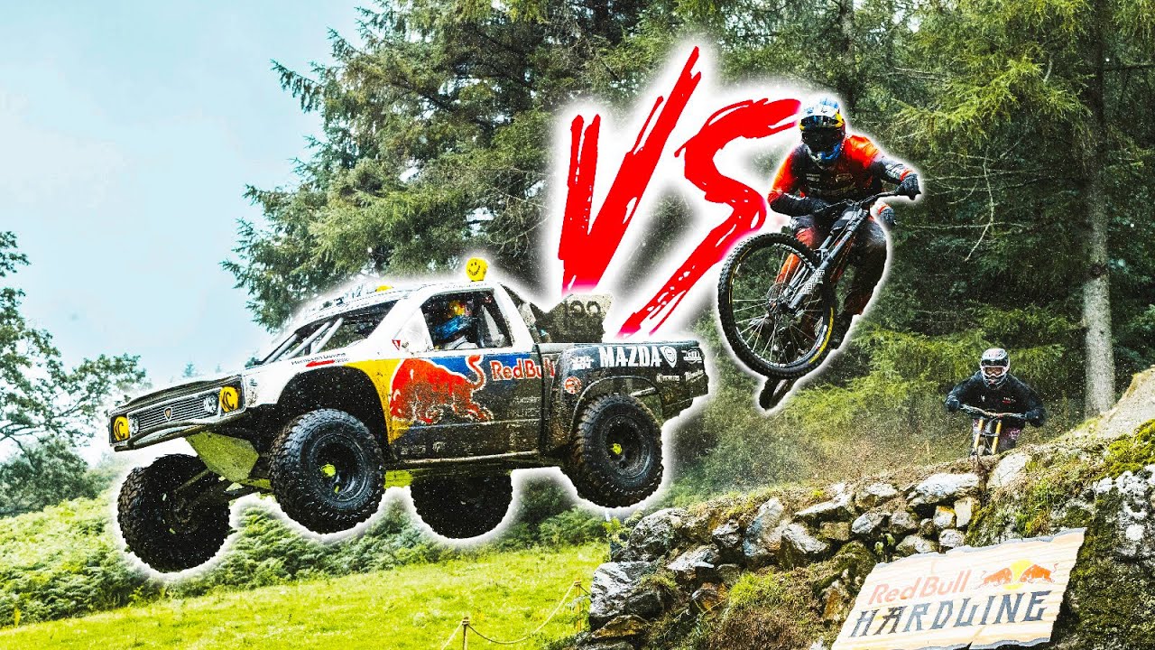 Red Bull Race Truck Vs Fastest Mountain Bike Rider Youtube