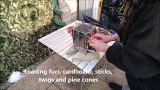 Small Wood Burning Camp Stove First Burn - Making Instant Soup and Nice Cuppa Coffee. eBay Bargain!