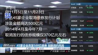 【一财资讯】45家企业弃发500亿债券 加剧违约风险