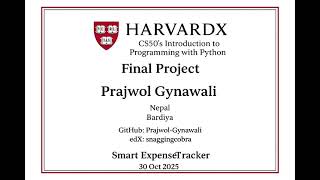 Smart Expense Tracker. CS50 INTRODUCTION to programming with python Final Project
