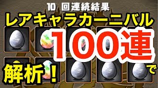 実況【パズドラ】レアキャラカーニバルを100連して統計とってみた！【リニューアル】