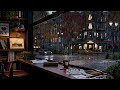 New York Autumn Coffee Shop Ambience ☕️🍂 / Rain and Distant Thunder Sounds for Study and Relaxation