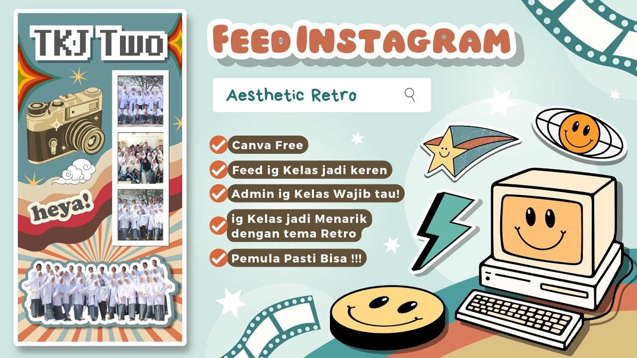 Cara Membuat Feed Ig Kelas Aesthetic Tema Retro Di Canva || Part 2 ...