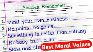 Important Moral Values For Students | Moral Values in English |