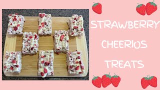 Strawberry Cheerios Treats or Rice Krispies Treats - An Easy No Bake Recipe