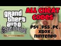 Gta San Andreas Remastered ALL CHEAT CODES FOR PS4,PS5,PC,NINTENDO SWITCH,XBOX SERIES S,X