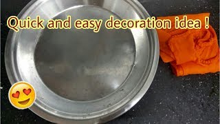 Ganesh temple decoration ideas with dupatta and plate | Ganpati mandap decoration for home