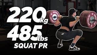 Squat PR 220kg/485lb