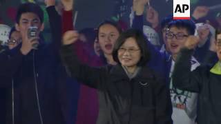 Taiwan - Thousands cheer Taiwan winner Tsai / Profile of Taiwan's first woman president / Taiwan ann