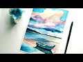 Watercolor SEASCAPE with a Boat Painting Step by Step / Sky and Clouds Painting