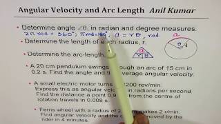 Radian Degree Arc Length Angular Velocity IB Math 10