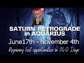 Saturn retrograde in Aquarius - June 17th - November 4th - Regaining lost grounds & opportunities