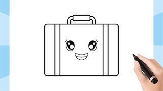 HOW TO DRAW A SUITCASE, EASY STEP BY STEP