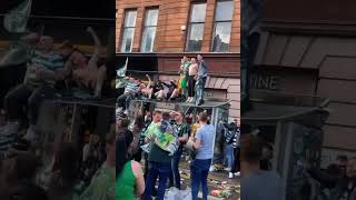Celtic Fans Celebrate Too Hard, Fall Through Bus Shelter