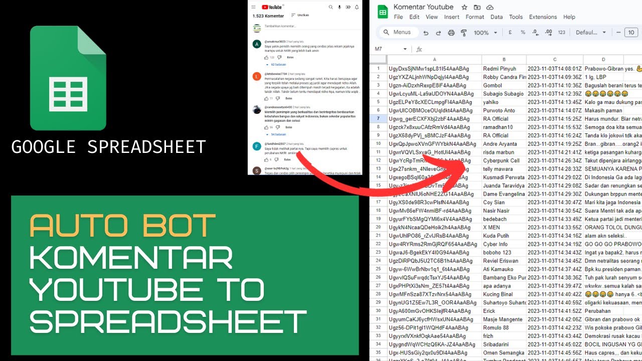 Auto Boot Download Komentar Video Ke Spreadsheet Youtube