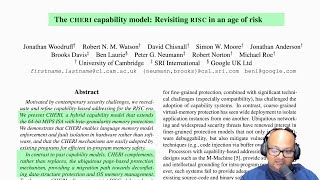 Read a paper: The CHERI capability model-- Revisiting RISC in an age of risk