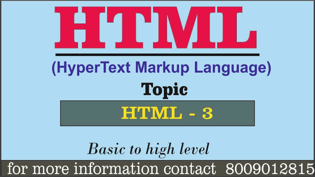 Basic HTML Practical Part - 3 HTML Tutorial For Beginners In Hindi ...