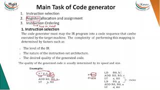 5.1 issues in design of Target Code Generator