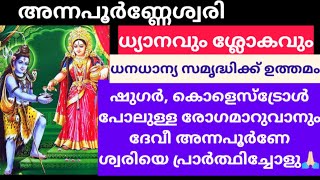 അന്നപൂർണ്ണേശ്വരി ധ്യാനവും ശ്ലോകവും ധനധാന്യ സമൃദ്ധിക്ക് അത്യുത്തമം 🙏🏻