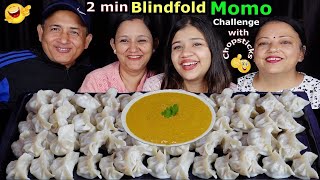 2 MINUTES BLINDFOLD MOMO EATING CHALLENGE WITH CHOPSTICKS @BudaBudiVlogs