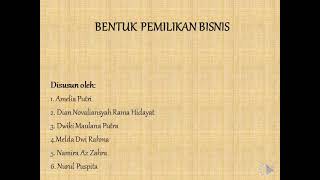 Bentuk Pemilikan Bisnis